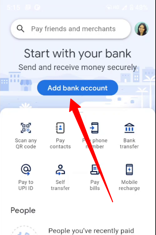 google pay add bank account