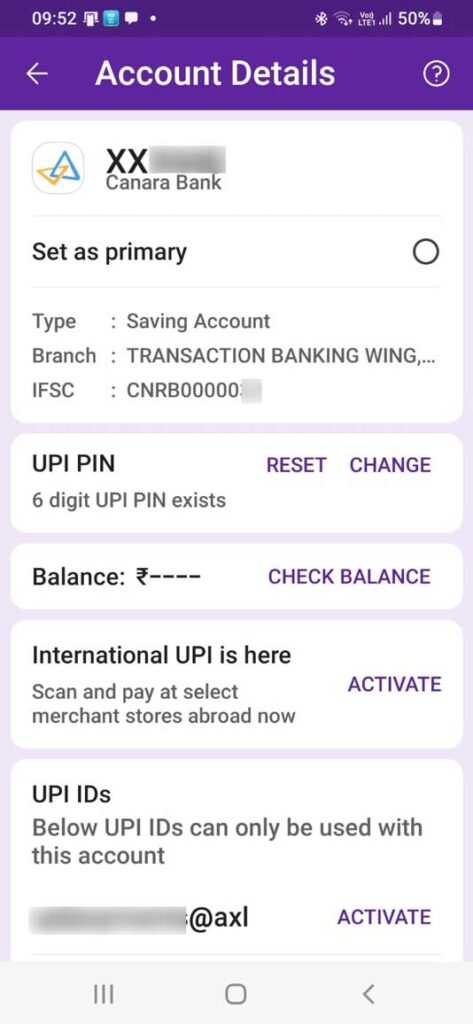 phonepe account details