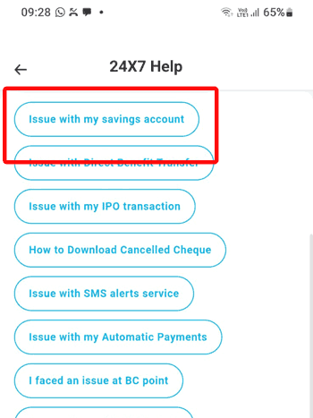 issue with savings account