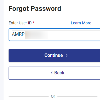 forgot password page