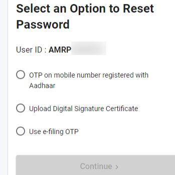 password reset options