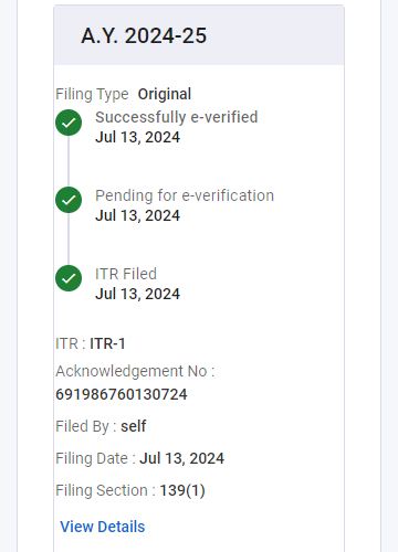 income tax return status 1